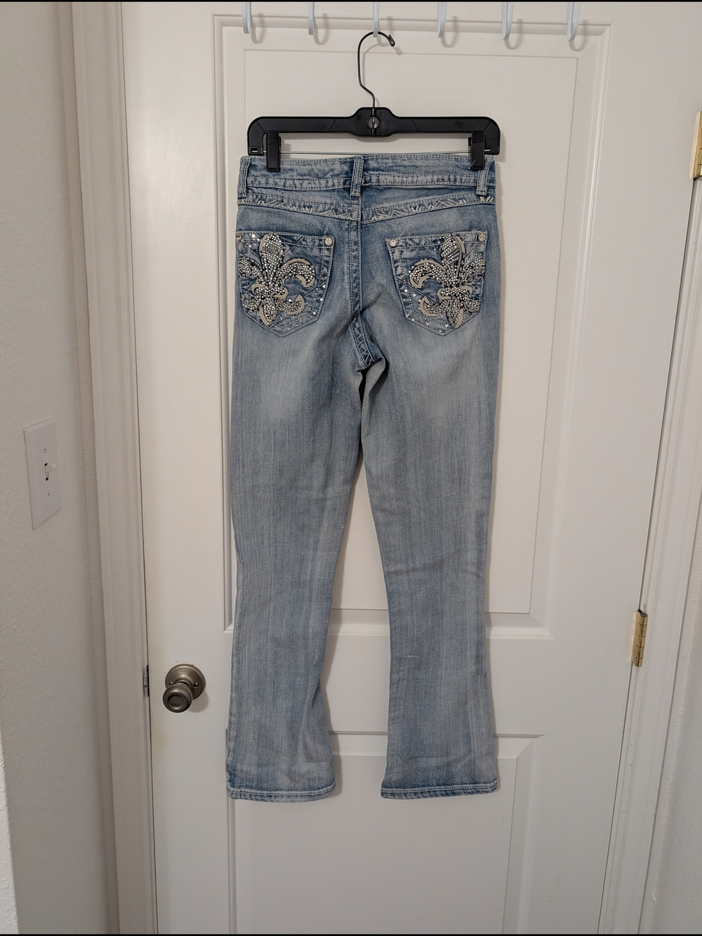 Rebel & Soul‎ Light Wash Rhinestone Embellished Boot Cut Jeans